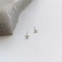 Sterling Silver Tiny Moon Stud Earrings, thumbnail 2 of 6