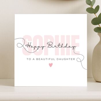 Personalised Stylish Pink Birthday Card For Daughter, 6 of 8