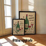 Personalised 50th Birthday Birth Year Illustrated Wine Print, thumbnail 2 of 8