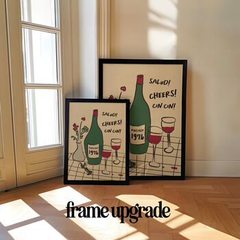 Personalised 50th Birthday Birth Year Illustrated Wine Print, 2 of 8