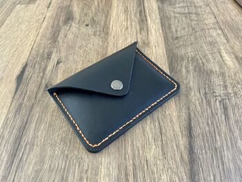 Black Leather Card Wallet, Personalised Card Holder, 3 of 12