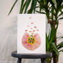 Pink Hollyhock With Butterflies A4 Giclee Print, thumbnail 2 of 3