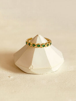 Emerald Green Birthstone Ring Art Deco Jewellery, 5 of 6