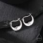 Sterling Silver Crescent Moon Huggie Hoop, thumbnail 1 of 12