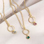 Twisted Gold Circle Necklace With Mini Birthstone, thumbnail 2 of 10