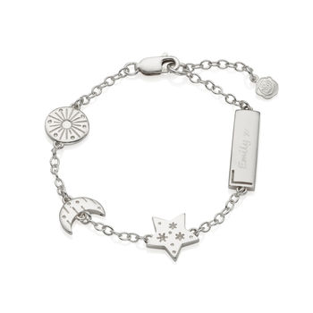 Sun, Moon And All My Stars Personalised Silver Bracelet, 5 of 8
