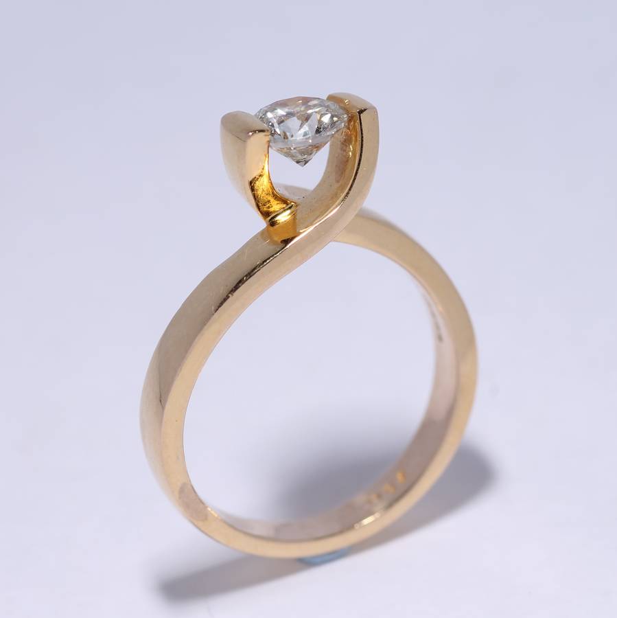 Diamond Solitaire Gold Ring, 1 of 2