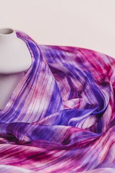 100% Mulberry Silk Scarf, Lilac And Purple In Gift Box, 3 of 11