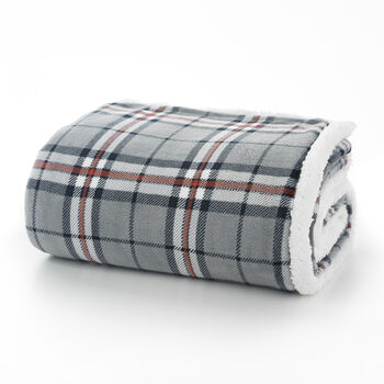 Thomson Check Fleece Throw With Sherpa 41011405, 2 of 2