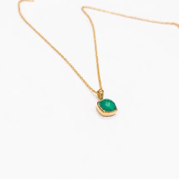 Gold Green Onyx Pendant Necklace, 5 of 8