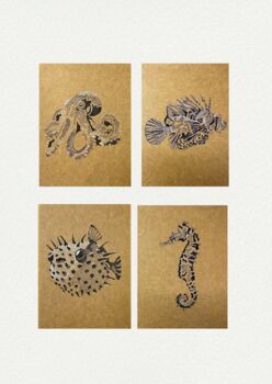 Shaded Fish Pointillism Diy Art Kit Set Of Four, 4 of 9
