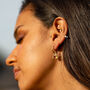 Ruby And Gold Vermeil Plated Drop Hoops July Birthday, thumbnail 2 of 6