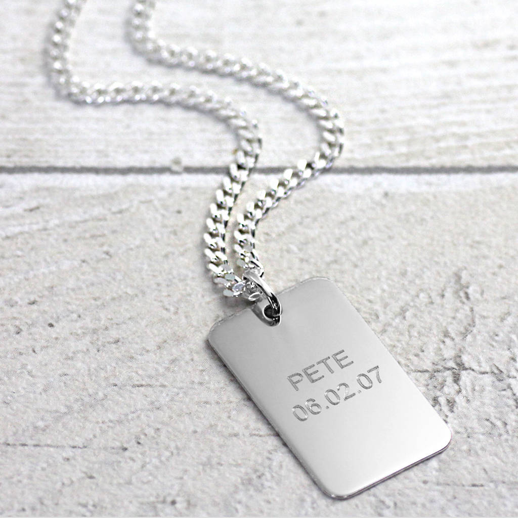 Sterling Silver Dog Tag Pendant, 1 of 6