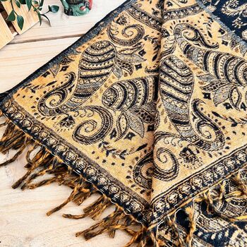 Vintage Paisley Woven Throw Blanket Or Oversized Scarf, 3 of 12