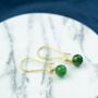 Long Gold Plated Buddhism Prayer Pearl Latch Earrings, thumbnail 1 of 3