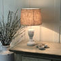 Antique White Distressed Table Lamp Linen Shade, thumbnail 2 of 2
