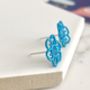 Electric Blue Lace Flower Stud Earrings, thumbnail 2 of 3