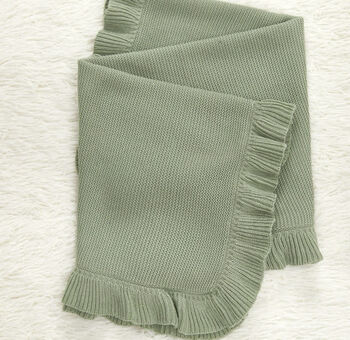 Personalised Embroided Knitted Ruffle Blanket, 2 of 4