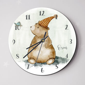 Bear Clock Custom Woodland Bear Wall Clock, 2 of 5