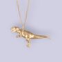 T Rex Dinosaur Necklace In 18ct Gold Plated Silver, thumbnail 3 of 12