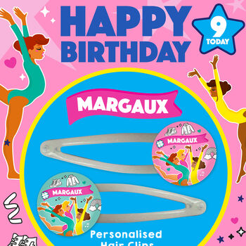 Personalised Gymnastic Fantastic Birthday Hair Clips, 3 of 5
