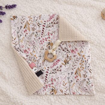 Personalised Baby Comforter With Wooden Teether, 2 of 6