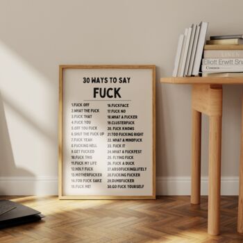 30 Ways To Say Fuck Wall Pint | Black And Cream, 3 of 5