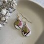 Pink Teardrop Ceramic Dangle Earrings Gold Plated, thumbnail 5 of 6