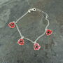 Poppy Red Flowers Charm Bracelet, thumbnail 2 of 3