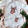 Personalised Baby’s First Christmas Outfit – Watercolour Reindeer, thumbnail 3 of 5