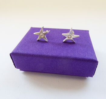 Sterling Silver Spikes Star Studs, 3 of 4