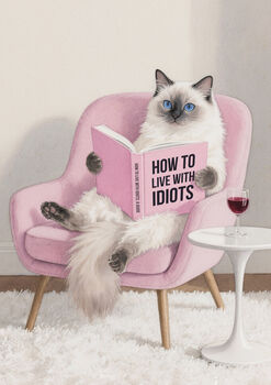 Your Own Cat Reading Book Wall Art Print | Customise Colours And Book Title, 5 of 8