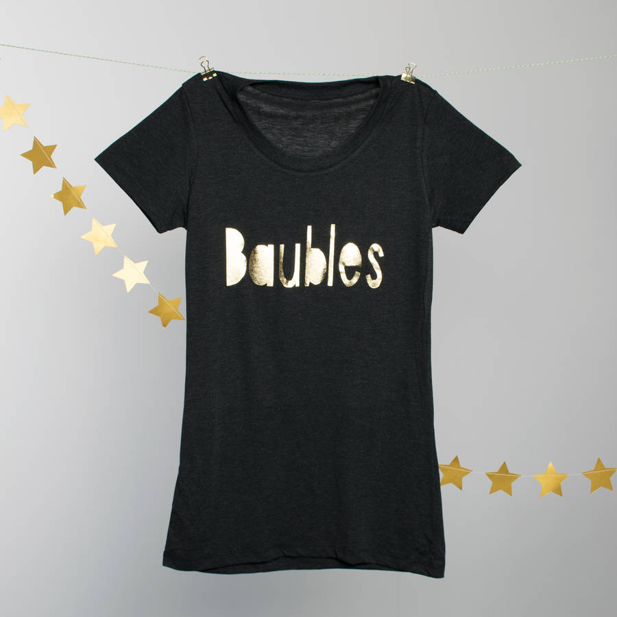 Ladies Christmas Baubles T Shirt, 1 of 3