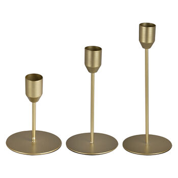 Gold Metal Dinner Candle Stick Holders, 2 of 2