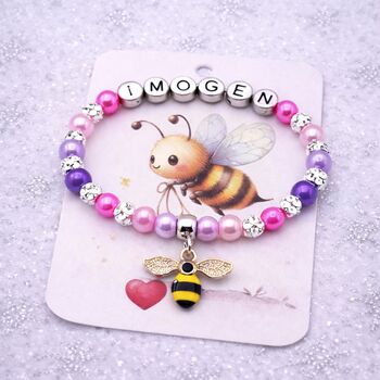 Personalised Bumble Bee Charm Bracelet Gift For Her, 3 of 12
