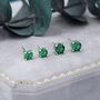 Emerald Green Three Four Five And 6mm Cz Stud Earrings, thumbnail 1 of 12