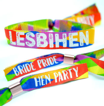 Lesbihen Bride Pride Gay/Lesbian Hen Party Wristbands, 7 of 12