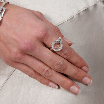 Art Deco Halo Ring In Rose Gold Vermeil, 2 of 3
