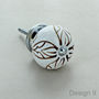 White Etched Ceramic Door Knobs Handles, thumbnail 3 of 5