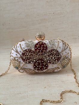 Light Pink Floral Oval Clutch, 4 of 11