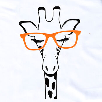 Kids Personalised Giraffe With Glasses T Shirt, 3 of 5