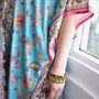 Exotic Floral Viscose Kaftan Jacket With Heavy Cream Fishbone Embroidery, thumbnail 5 of 6