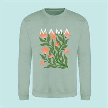 Mother And Child Sage Floral Personalised Sweatshirt Set, 3 of 3