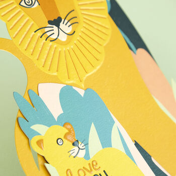 Cute 3D Fold Out 'Love You Dad' Lion And Cub Card, 2 of 3