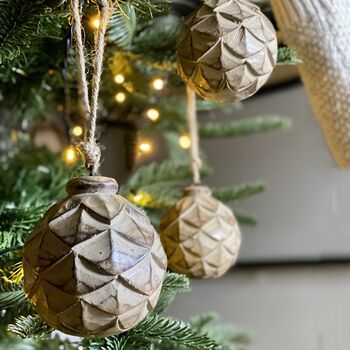 Wooden Scalloped Bauble Set, 5 of 7