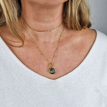18ct Gold Plated Emerald Crystal Initial Necklace, 2 of 6