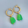 Chrysoprase Gemstone Nugget Hoop Earrings Gold Vermeil, thumbnail 3 of 3