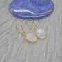 Rainbow Moonstone Gold Drop Earrings, June Birthstone, thumbnail 6 of 8