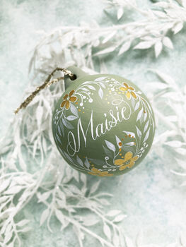 Personalised Hand Painted Green Christmas Bauble, 3 of 5