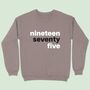 Modern Birth Year In Words Personalised Sweatshirt, thumbnail 4 of 7